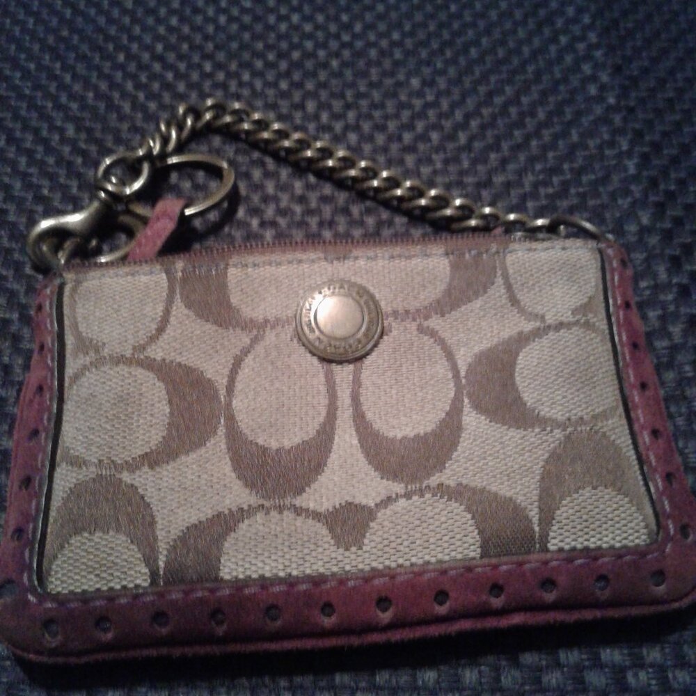 Vintage Coach CC Small Coin Purse w/suede trim